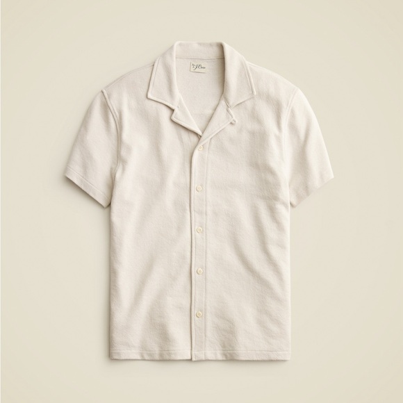 NWT J.Crew Textured Camp Collar Sweater Tee in Natural - Picture 1 of 9